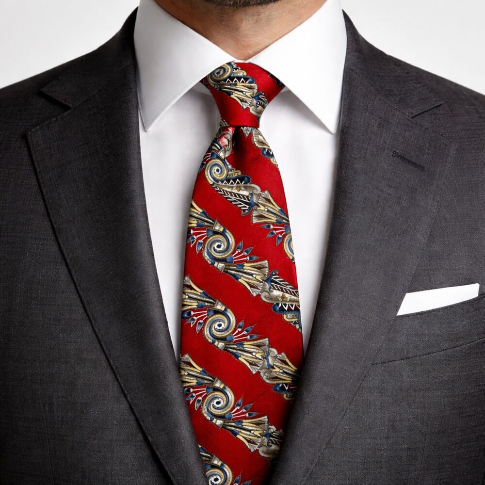 Evan-Picone 100% Silk Tie Red Paisley Vintage Men’s Necktie Wide 3.75”